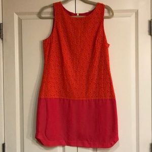Orange and pink shift dress